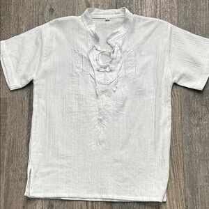 Kids White Lace-Up Short Sleeve Tee